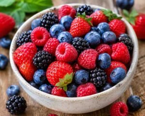 Mixed fresh berries, antioxidant-rich foods for heart health