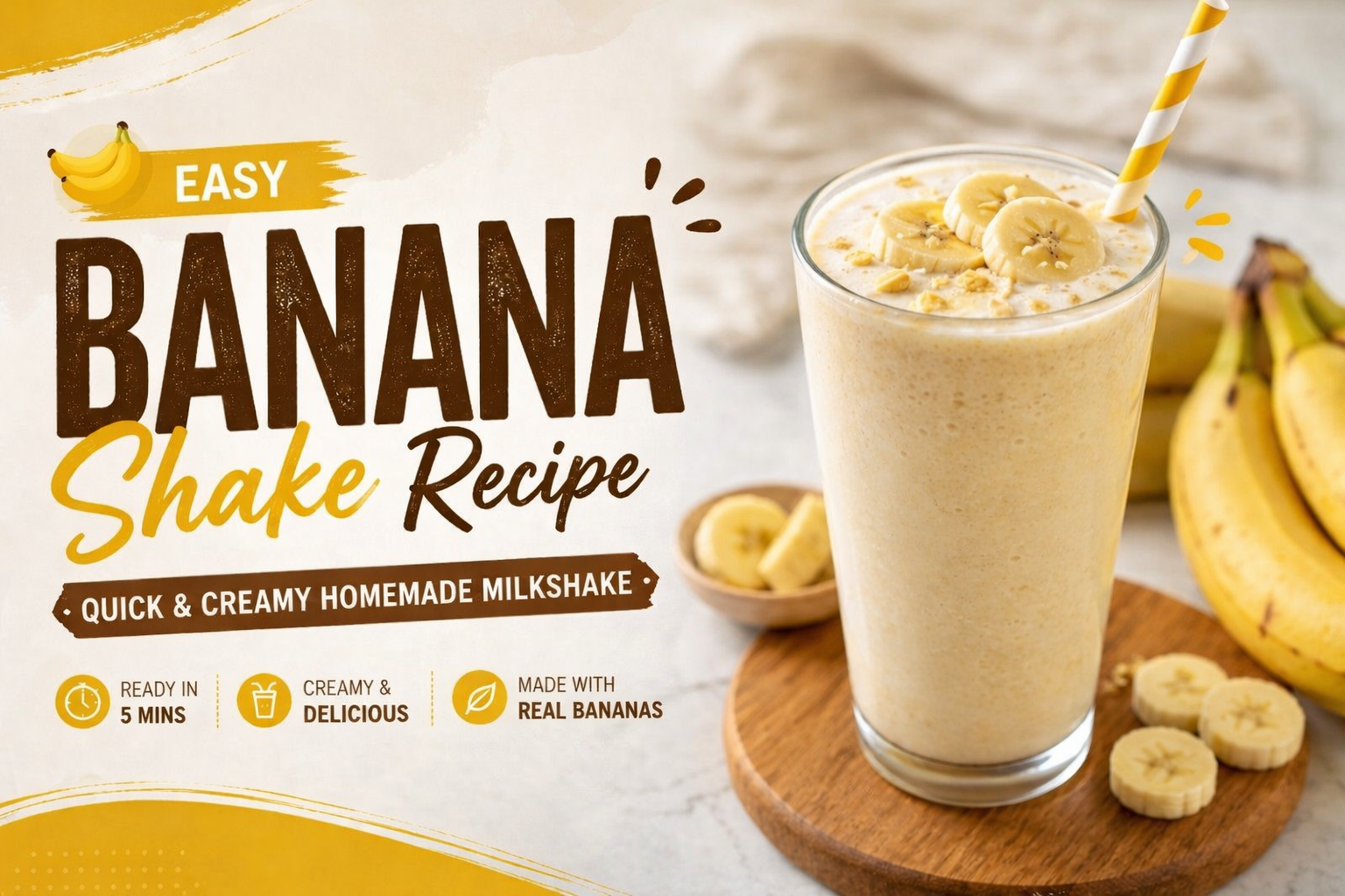 Easy Banana Shake Recipe | Quick & Creamy Homemade Milkshake