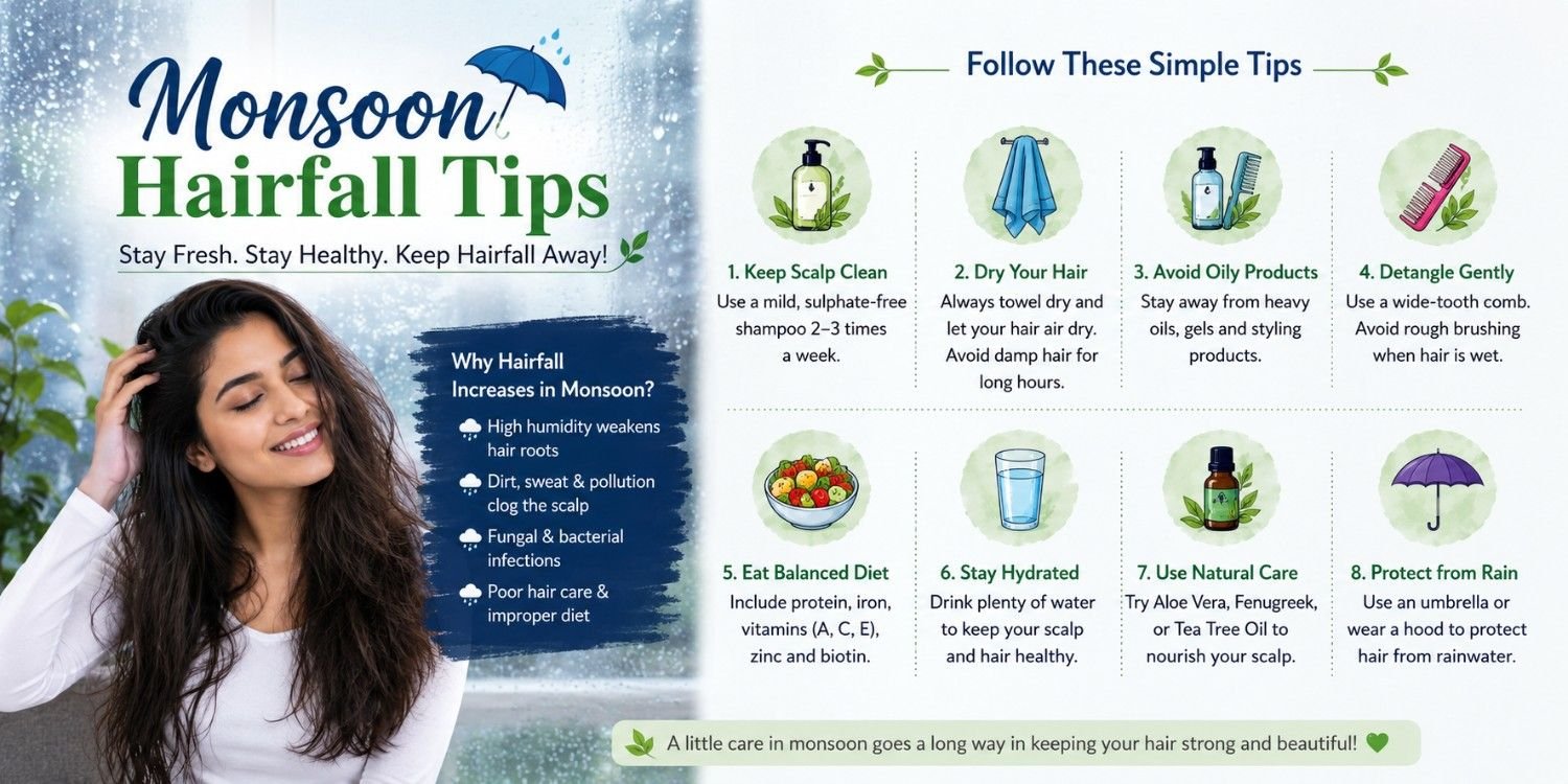 12 Essential Monsoon Hairfall Tips to Keep Your Locks Healthy.
